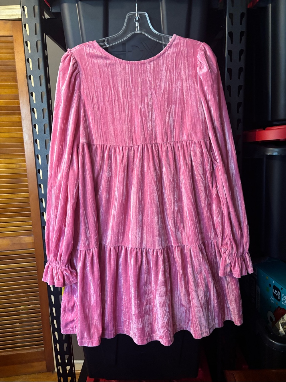 Shimmering Pink Tiered Velvet Dress